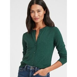 Banana Republic Green Delicate Sparkle Button Up Cardigan Crewneck Women's XS